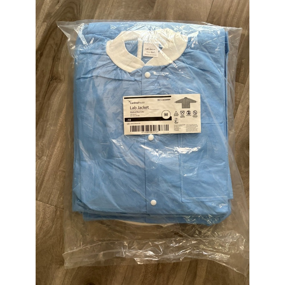 Disposable Lab Jackets, Medium - 10 Pack, Knit Collar and cuffs , Pockets‎